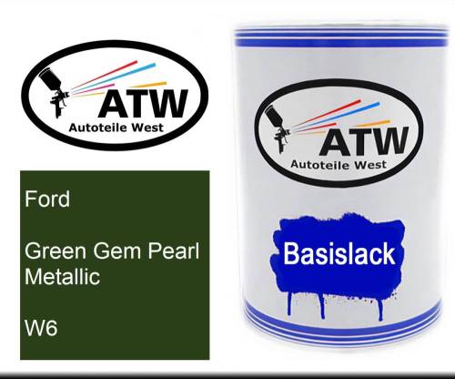 Ford, Green Gem Pearl Metallic, W6: 500ml Lackdose, von ATW Autoteile West.